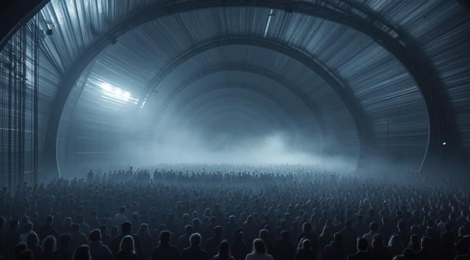 Concert hangar crowd